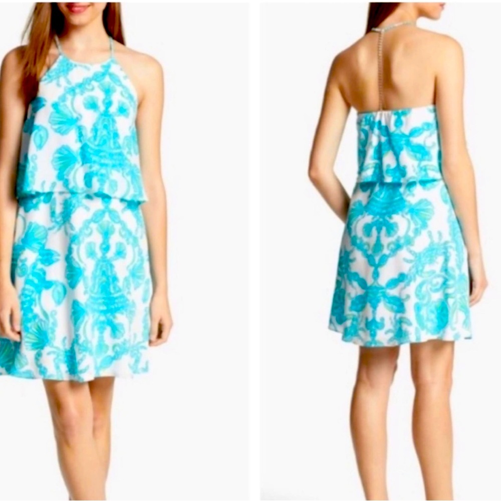 Satin Lilly Pulitzer Dress with diamond detail back strap